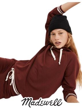 Madewell | MWL Superbrushed Easygoing Hoodie Striped Trim - Size M